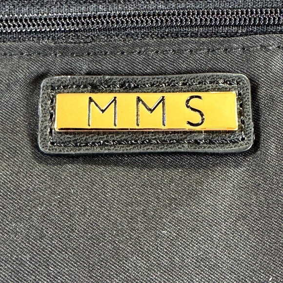 MMS Woven Crossbody Bag Black Gold Faux Leather Adjustable Strap Women's Purse - Picture 6 of 8